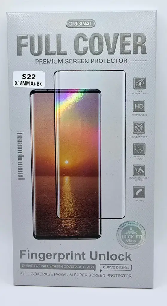 5D Full Cover 9H Curved Tempered Glass For Samsung Galaxy S22 Ultra Black