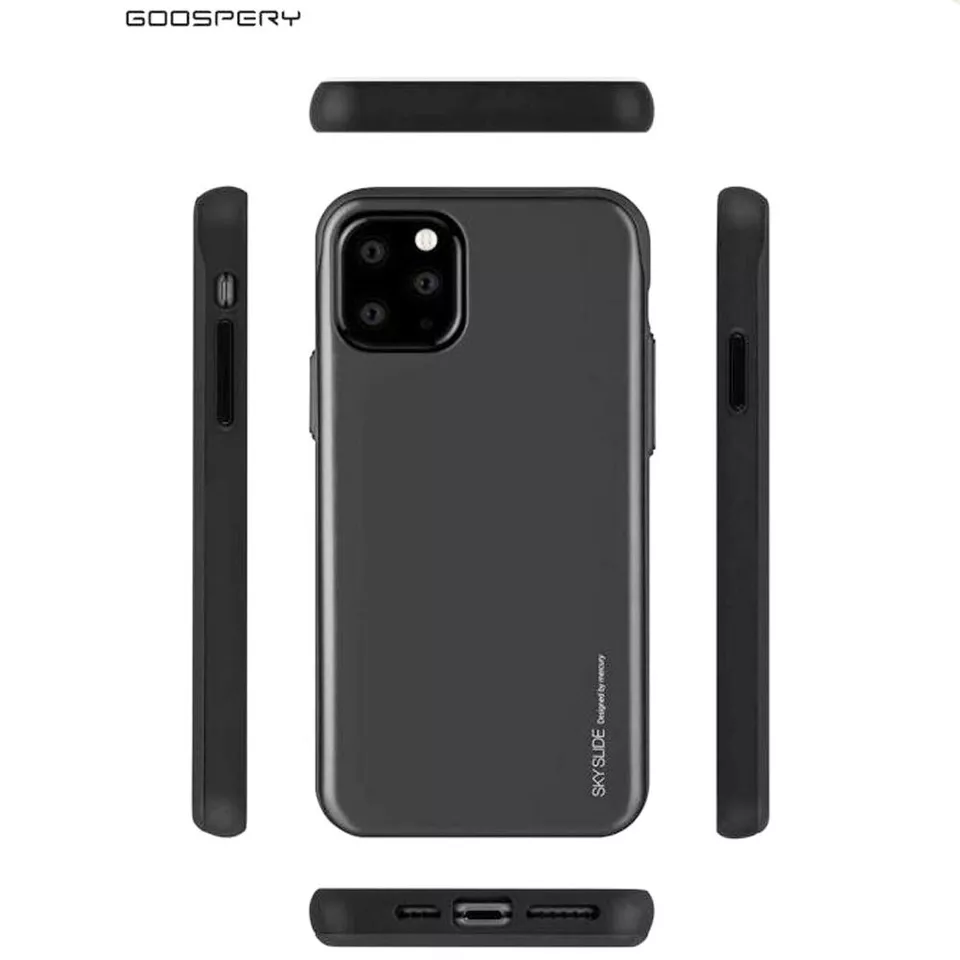 Mercury Sky Slider Bumper Card Slot Phone Case For Iphone ( Black ) (iPhone 14 Pro)