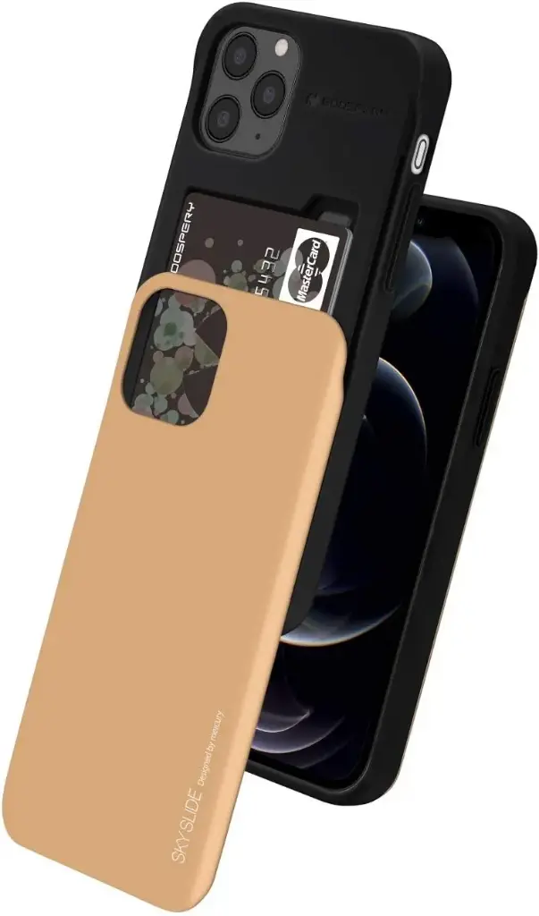 Mercury Sky Slider Bumper Card Slot Phone Case For Iphone ( Gold ) (iPhone 12 Pro Max)