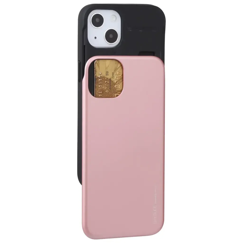 Mercury Sky Slider Bumper Card Slot Phone Case For Iphone (Rose Gold) (iPhone 12 Pro Max)