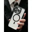 Luxury Frosted Anti-Drop Semi-Transparent Metal Bracket Case for iPhone 11 with Magnetic Closure - Supports Wireless Charging - Fall Protection