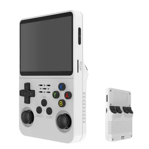 R36S Retro Handheld Console with 3.5" IPS Screen and 64GB of Games (White)
