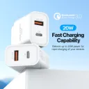 ELEKFONE Fast Wall Charger 20W Dual Port USB-A and Type-C