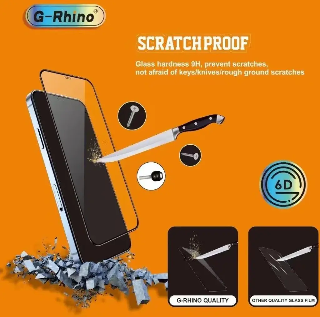 G-Rhino 10 in 1 6D Tempered Glass For iPhone 13 / 13 Pro / 14 Black 