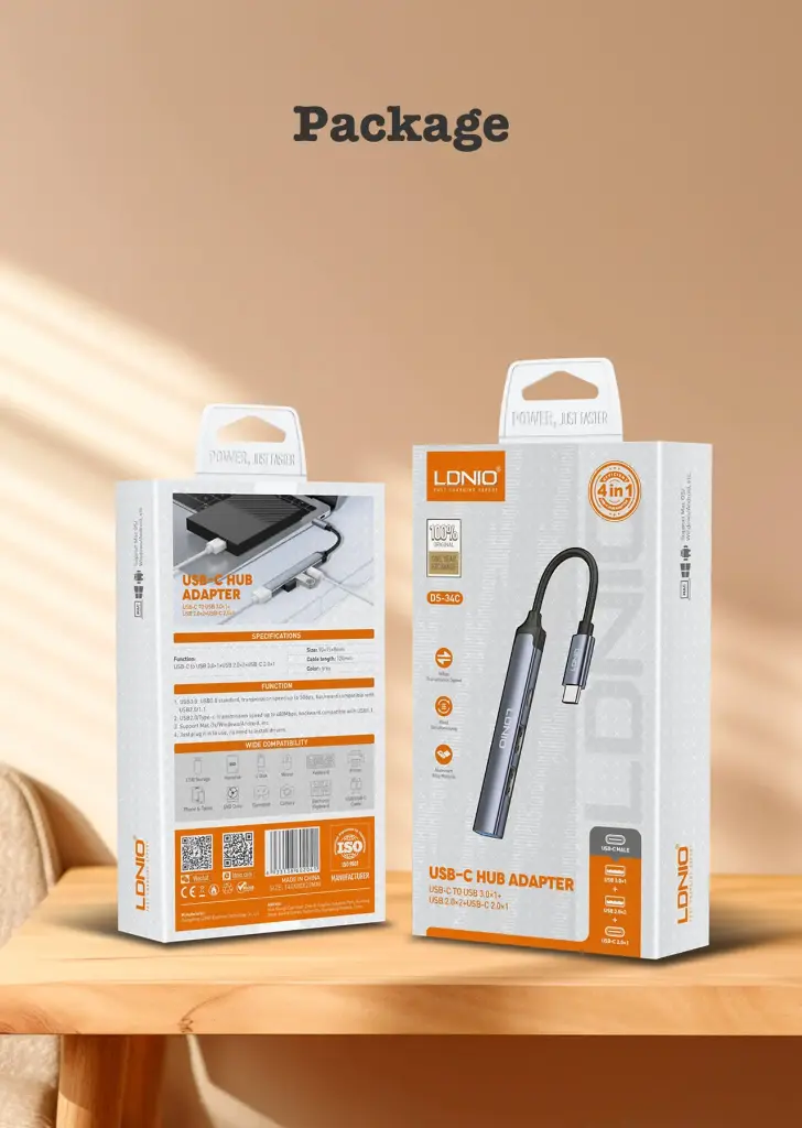 LDNIO 4 in 1 Usb c dock station DS-34C